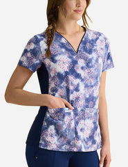 Fantastical Dots Print Scrub Top - Womens