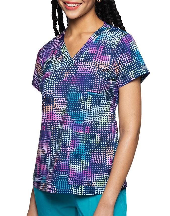 Med Couture Print V Neck Scrub Top - Womens