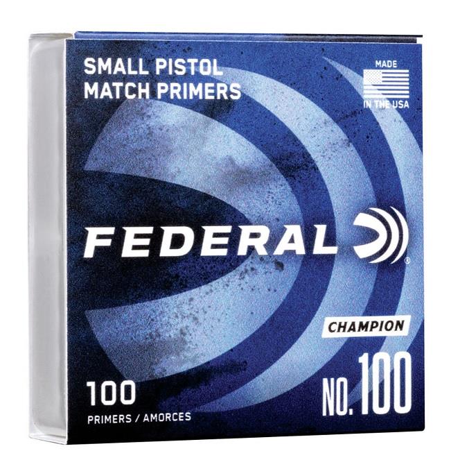 Federal No. 100 Small Pistol Primers, Tray of 100